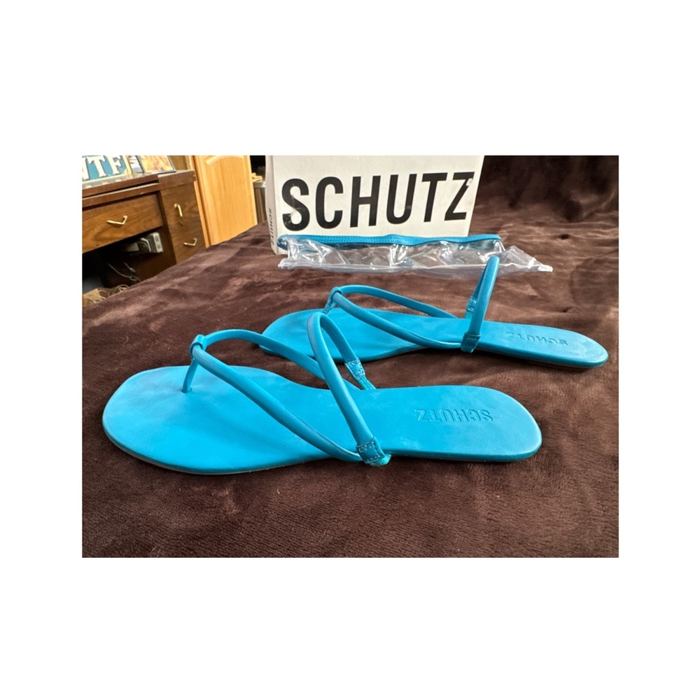 SCHUTZ Bright Blue Sandals season size 9.5 - Picture 8 of 13